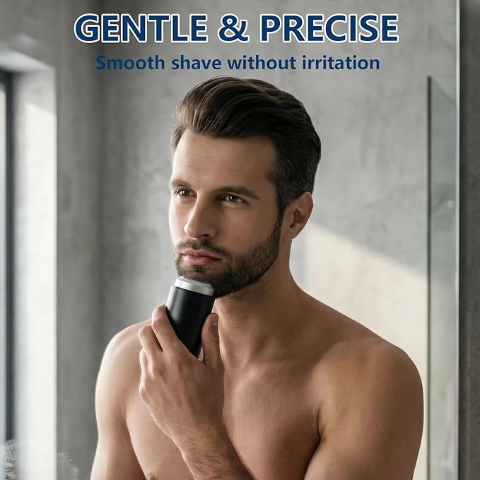 Mini Electric Shaver for Men, Small Face Shaver, Pocket Size Cordless Razor, Foil Shaver Body Hair Groomers, Wet & Dry Use, USB Rechargeable Compact Beard Trimmer for Travel, Car & Home