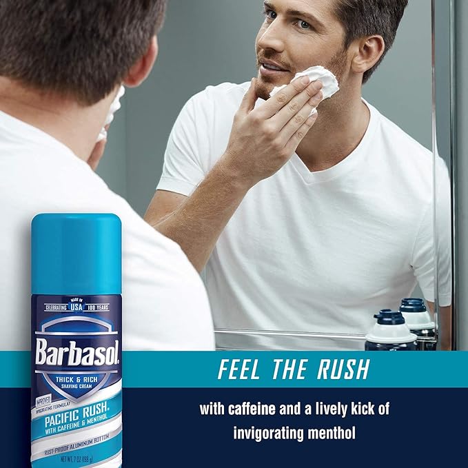 Barbasol Pacific Rush Thick and Rich Shaving Cream, 7 Ounce, Pack of 6