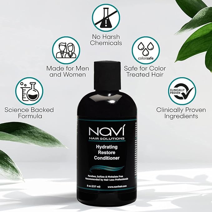 Navi Hair Loss Conditioner to Restore Hair Growth, Moisturizing Conditioner Safe for Color Treated Hair, DHT Blocker for Thinning Hair, Hair Regrowth and Thickening for Men and Women, 8 oz
