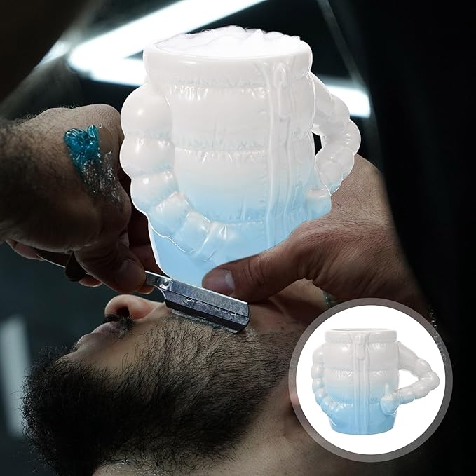 Zerodeko Ceramic Shaving Soap Bowl for Men Blue Household Shave Cup with Fast Lathering Sturdy Shaving Mug Suitable for Daily Grooming