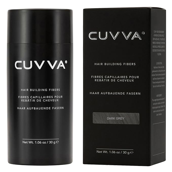 CUVVA Hair Building Fibers (30g) - Instantly Fill in Fine and Thinning Hair to Create a Thicker, Fuller Look - 13 Different Shades for Men & Women - Dark Gray