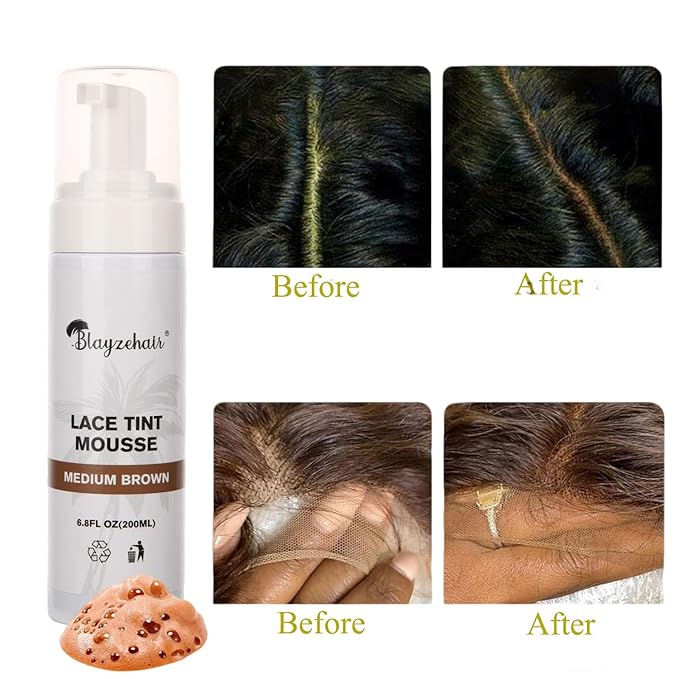 Lace Tint Melting Hair Mousse Foam for Women Men Hair Wig Lace Wigs Toupees and Hairpieces Natural Finishing Lace Color(Medium Brown)