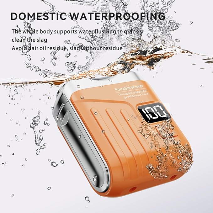 Portable Electric Shaver - LED Display Dual-Head Pocket Shaver, Mini USB Rechargeable Travel Razor, One-Button Operation, Long-Lasting Battery, for Home & Travel (Orange)