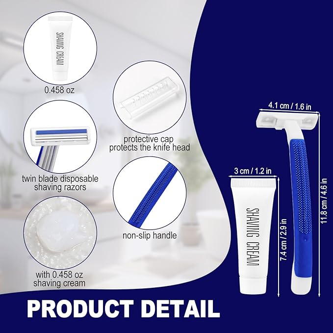 Disposable Razors in Bulk,razors individually wrapped bulk,Twin Blade Razors with Clear Safety Cap and Shaving Cream, Razors For Homeless, Hotel,Air Bnb,Shelter/Homeless/Travel (30PCS)