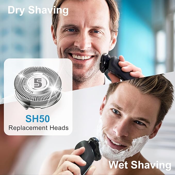 SH50 Replacement Heads For Series 5000 Electric Shaver With Phillips 5000 (S5xxx), AquaTouch (S5xxx), PowerTouch (PT8xx, PT7xx), 9-Pack