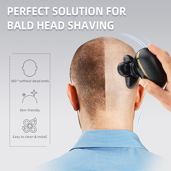 Freedom Grooming Bald Head Shaver Replacement Blades - Premium 5 Blade Shaver Heads for Bald Men, 3 Cleaning Brush, 3 Pack
