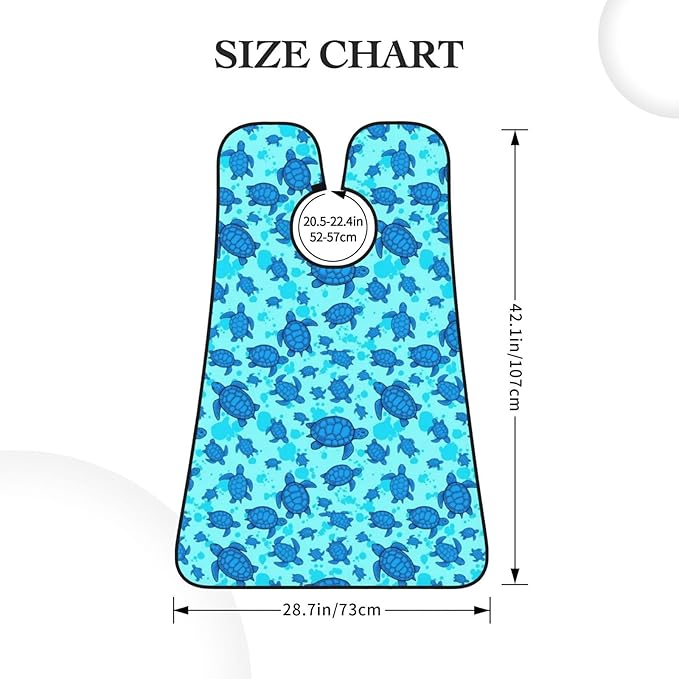 Beard Apron Hair Catcher, Ocean Animal Turquoise Blue Sea Turtles Shave Bib, Waterproof Non-Stick Shaving Bib, Trimming Grooming Tool for Dad Men Anniversary