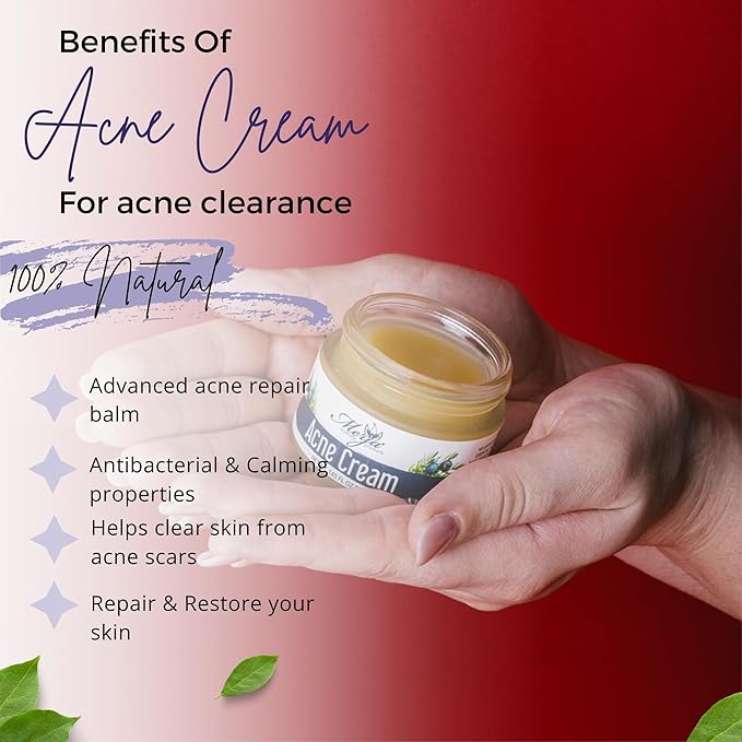Merja Herbs Natural Anti Acne Face Moisturizer Cream with Helichrysum, Sage, Green tea, Lavender, Salicylic acid - Moisturizing Cream - Light Floral Fragrance 55ml 1.86oz