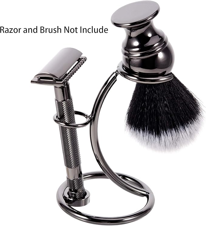 Grandslam Shaving Razor and Brush Stand Universal Holder for Safety Razor Storage Shave Brush Holder (gunmetal)