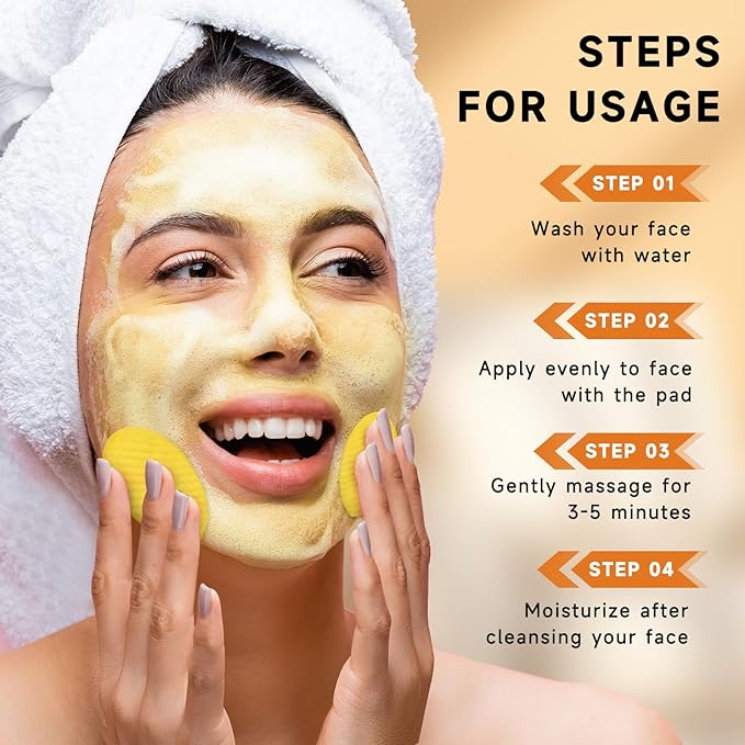 Turmeric Kojic Acid Cleansing Pads, Turmeric Face Scrub Pads Enriched with Kojic Acid, 60PCS