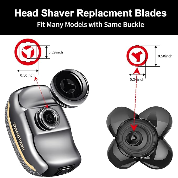 Magnetic Head Shaver Replacement Heads 7 Double Ring Waterproof Rotary Razor Blades for Bald Men Compatible with freebird wyklaus shpavver & Other Brands(black5)