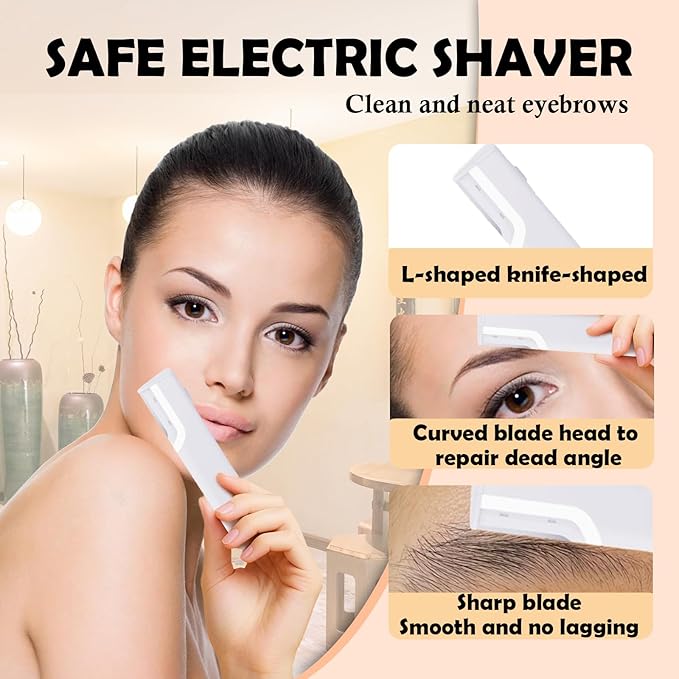 Rechargeable Sonic Dermaplane Razor for Women Face, 2-in-1 Painless Facial Hair Removal & Exfoliation Tool with 5 Japanese Medical-Grade Steel Replacement Blades, Smooth & Safe, Portable Beauty Devic