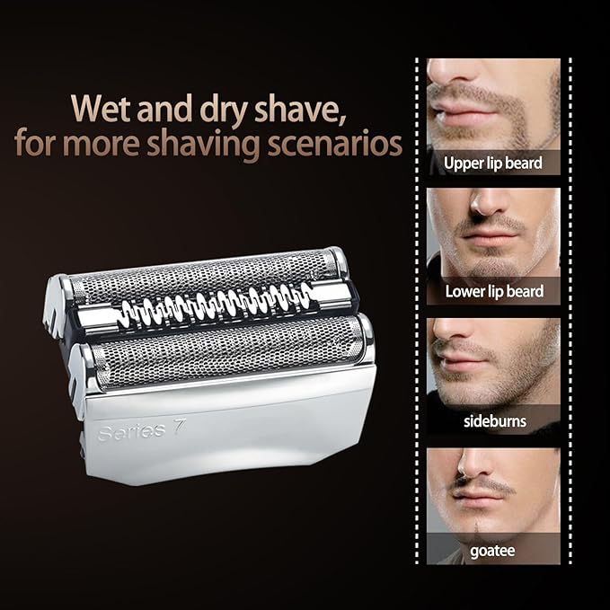 Series 7 70S Replacement Head Compatible with 795, 790cc, 7899cc, 720cc, 720s-4, 750, 760, 7383, 9565, 9585 Electric Shavers, Quick Clean, Wet/Dry Use, Compatible with Series 7 Electric Shavers