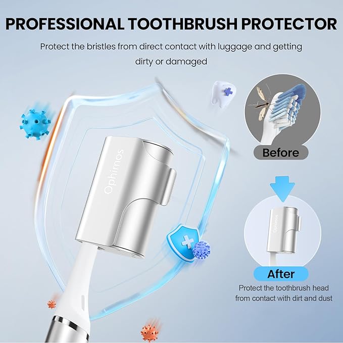 Aluminum Alloy Toothbrush Head Cover/Cap/Protector Case,Travel Toothbrush Covers Long-lasting Toothbrush Head Caps for Most Electric/Manual Brushes (Silver+Silver, 2 Count)