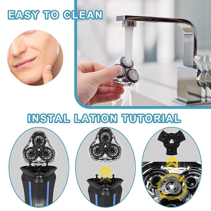 Universal Rotary Shaver Replacement Head Compatible with Remington Shaver Razor Parts for Series R3,R4,R5,R6,R7,R8,SP-3141 and SP-5161 Foils (Silver/1Pack)