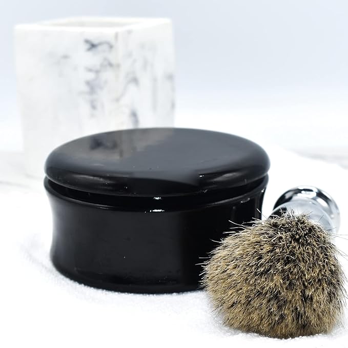Parker Genuine Mango Wood Hand Carved Shave Soap Bowl - Black Lacquer