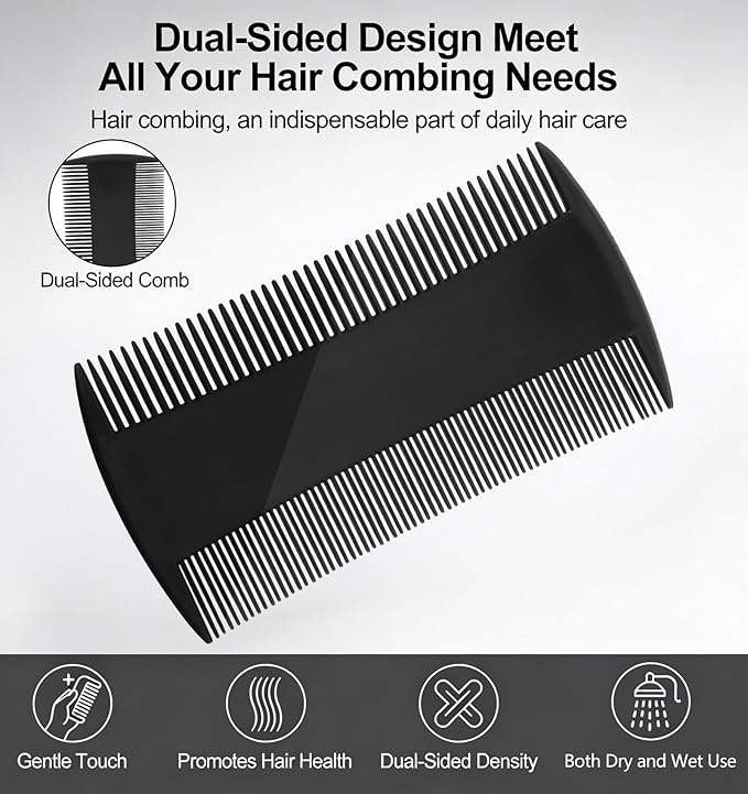 6 Pack Mens Pocket Comb, Double-Sided Pocket Combs for Men with Fine & Coarse Teeth for Hair, Beard & Mustache Grooming, Detangling Knots, Travel and Daily Use