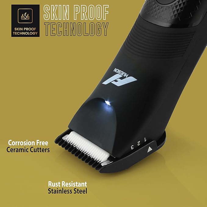 Fhuesion® Manscape Trimmer for Men -IPX7 Waterproof Ball Trimmer w/Light & Ceramic Blade, Body Groomer for Pubic/Body/Groin Grooming, Electric Razor Shavers USB-C Charging, No Nicks, Gifts for Him