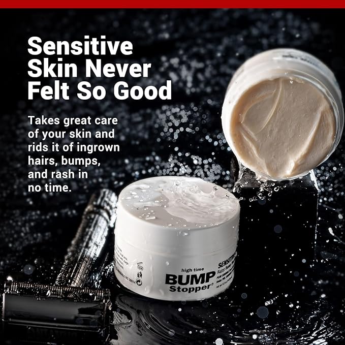 High Time Bump Stopper Sensitive Ingrown Hair Cream | Aftershave Lotion for Men and Women | Razor Bump Balm | 0.5 OZ (2 Pack)