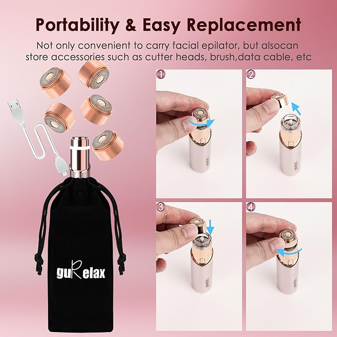 Gurelax Gen 3 Replacement Heads for Flawless Finishing Touch Facial Hair Remover, Replacement Blades for Women, 18K Gold Heads Replacement Blades Refill Pro(6pcs)