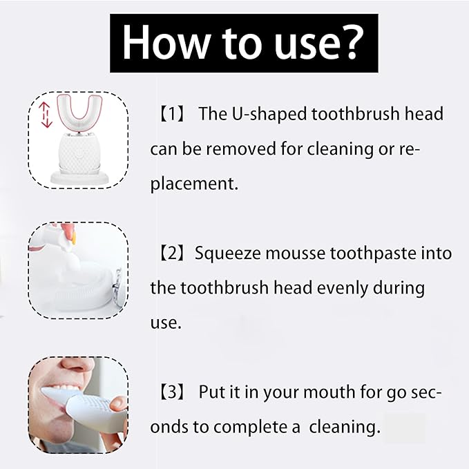Ultrasonic Toothbrush for Adults - Automatic Electric Toothbrush with Soft Bristles Rechargeable Portable 30'' Automatic Timer Wireless Charging Washable for Travel & Home Use (Black)
