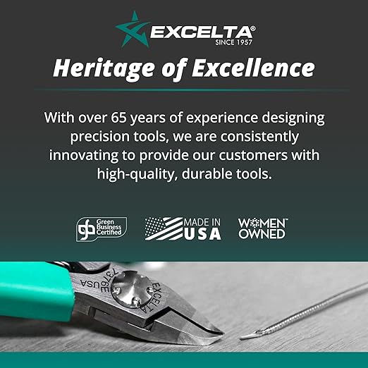 Excelta Straight Slim Very Fine Point Tweezers, 5.5" Anti-Magnetic Stainless Steel, Ideal for Confined Areas, Basic