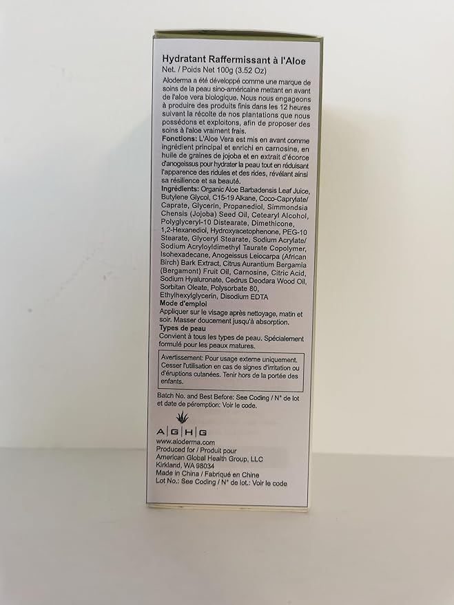 Aloderma Aloe Vera Firming Facial Moisturizer with 72% Organic Ingredients - Nourishing & Replenishing - Natural Face Lotion for Aging Skin - Smooths the Appearance of Fine Lines & Wrinkles, 3.5oz