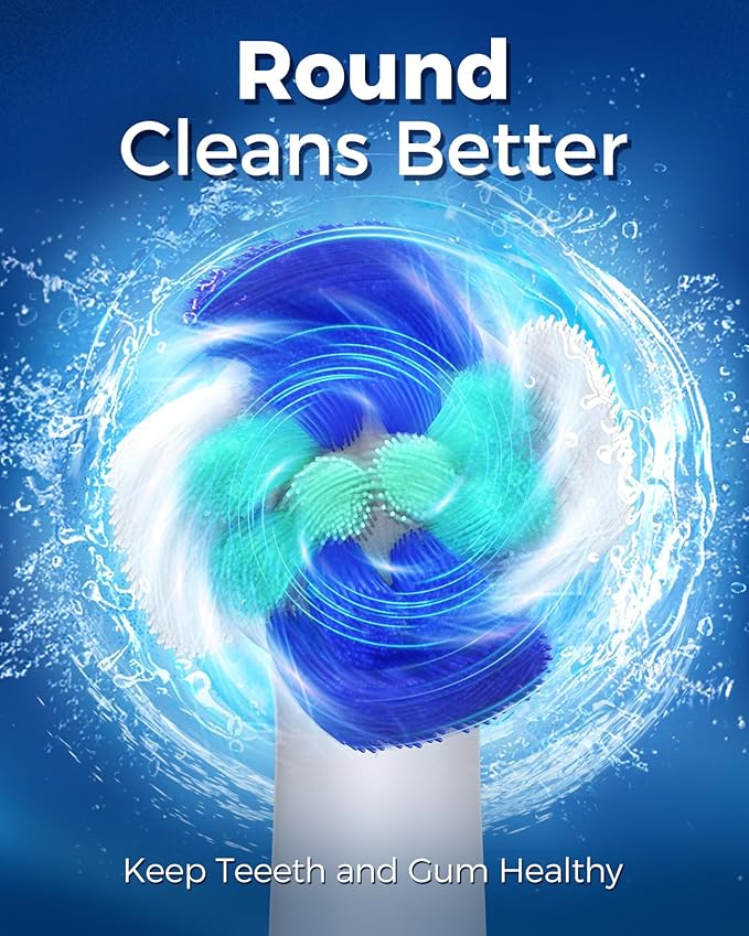 TEETHEORY Rotating Electric Toothbrush for Adults with 8 Brush Heads (2 Types), 4 Modes Deep Clean Electric Toothbrush with Rechargeable Power and 2 Min Smart Timer (7-SkyBlue, p1)
