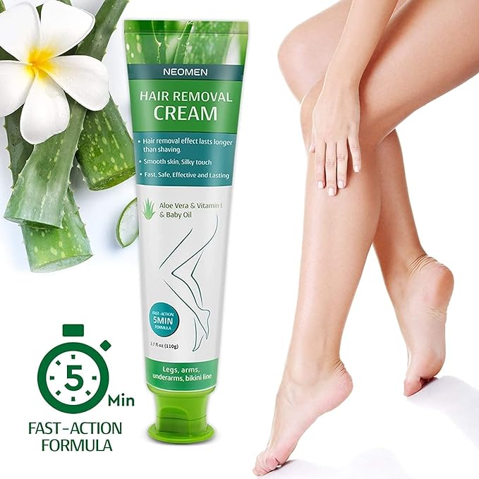 Hair Removal Cream for Men & Women: Painless Depilatory for Sensitive Skin & Intimate Areas, Moisturizing with Aloe Vera & Vitamin E, Safe for Face, Underarms, Bikini, Arms (3.7 Fl Oz (Pack of 1))