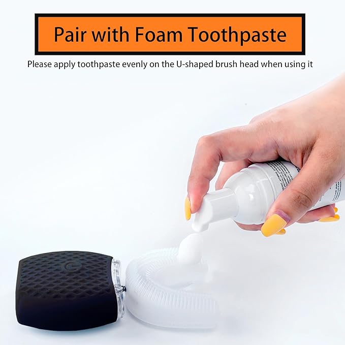 Ultrasonic Toothbrush for Adults Automatic Electric Ultrasonic Toothbrush 30'' Automatic Timer Wireless Charging Washable Travel Home Dual-use (Black, M)