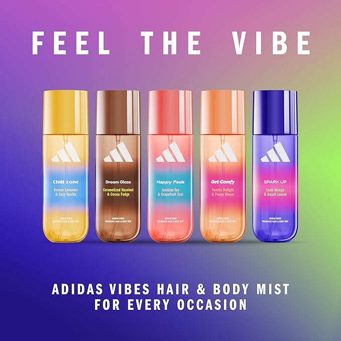 adidas Vibes Spark Up Fragrance Hair & Body Mist for Women, Mood-Boosting, Notes of Lush Mango & Sweet Lemon, For Any Occasion, 7.9oz