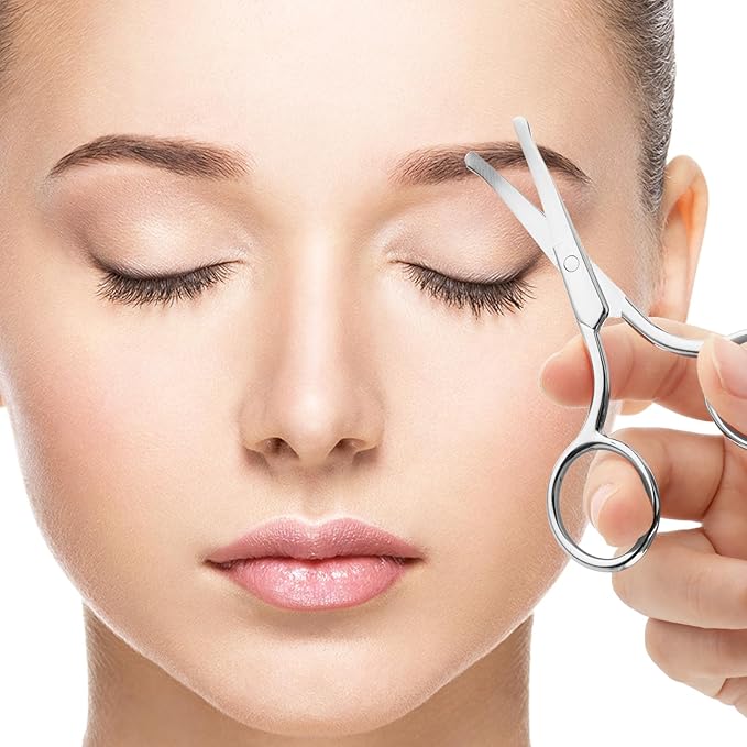 2 Pcs Nose Hair Scissors Round Tip Design Will Not Hurt the Nasal Cavity Professional Stainless Steel Small Eyebrow Scissors for Men Women Hair Eyelashes Nose Eyebrow Trimming Mustache