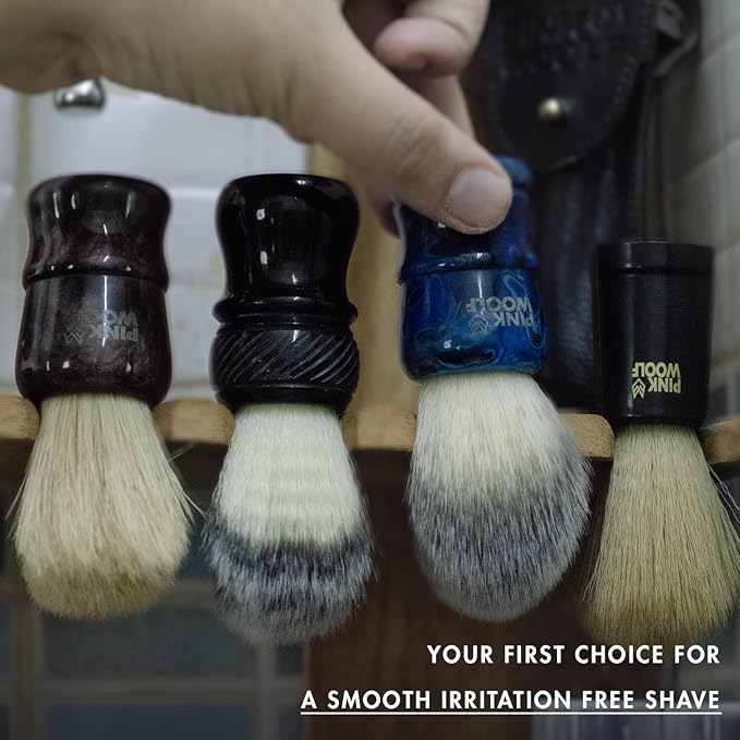 Synthetic Shaving Brush for Men | 28mm Knot | Handcrafted Gloss Resin Handle | Create Monster Lather for Daily Wet Shave with Razor and Cream | Blue Monster Shaving Brush