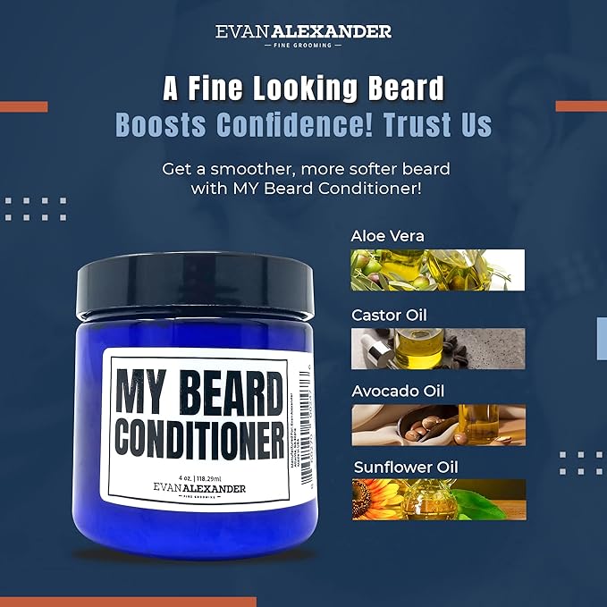 Evan Alexander Grooming MY Beard Conditioner for Men - 4 oz | Smoothens Frizzy Beards, Repairs Damage, Enhance Shine & Boosts Moisture Retention