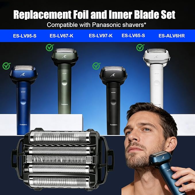 Shaver Replacement Blades and Foil Compatible with Panasonic ARC5 5-Blade WES9032P ES9032 ES9034 ES9036 ES9038, Fits Models ES-LV61, ES-LV65, ES-LV67, ES-LV95, ES-LV97(1pc)