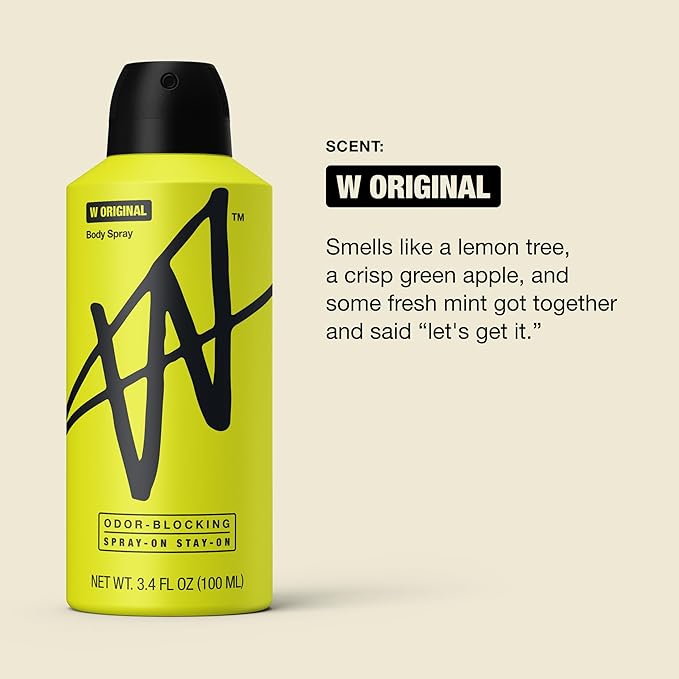Jake Paul Original Body Spray for Men By W, Odor Blocking Body Deodorant, Long Lasting Protection, 3.4 fl oz (Pack of 2)
