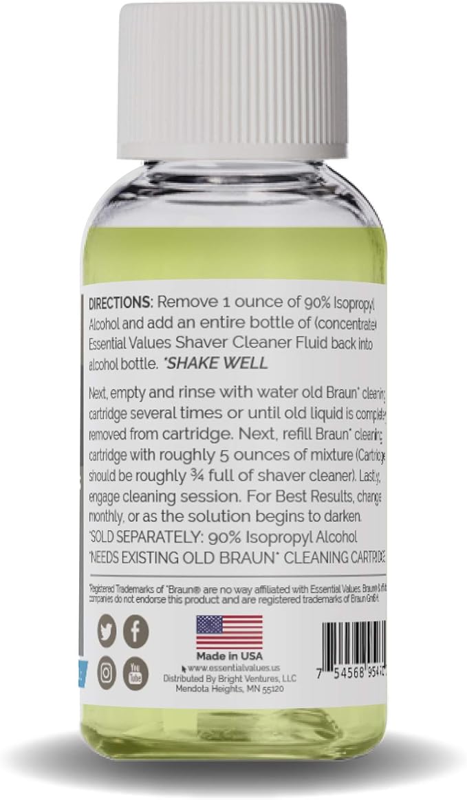 Essential Values Braun Clean and Renew Cartridge Refills (3 Cartridge Concentrate) (1 Fl Oz (Pack of 1))