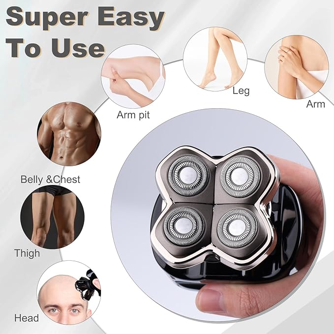 2Pack Pro 4 Shaver Replacement Heads Compatible with Skull Pitbulls Gold PRO, Silver PRO, Platinum PRO Head Shavers, Electric Shaver Half Head for Men/Women (2 PACK CAVER)