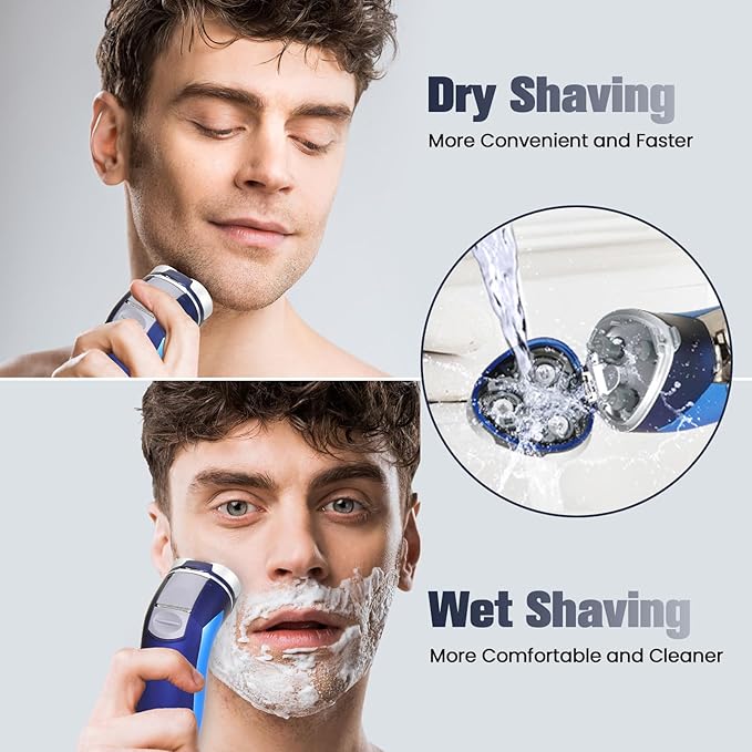 Electric Razor for Men, Rechargeable Electric Shavers for Men Face,LED Display,Wet/Dry Waterproof Men's Electric shavers, Cordless Razor with Pop Up Trimmer