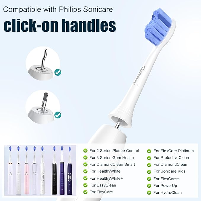 Toptheway Extra Soft Replacement Toothbrush Heads Compatible with Philips Sonicare Optimal Gum Care for Sensitive Teeth G2 C2 C1 4100 Snap-on, 8 Pack