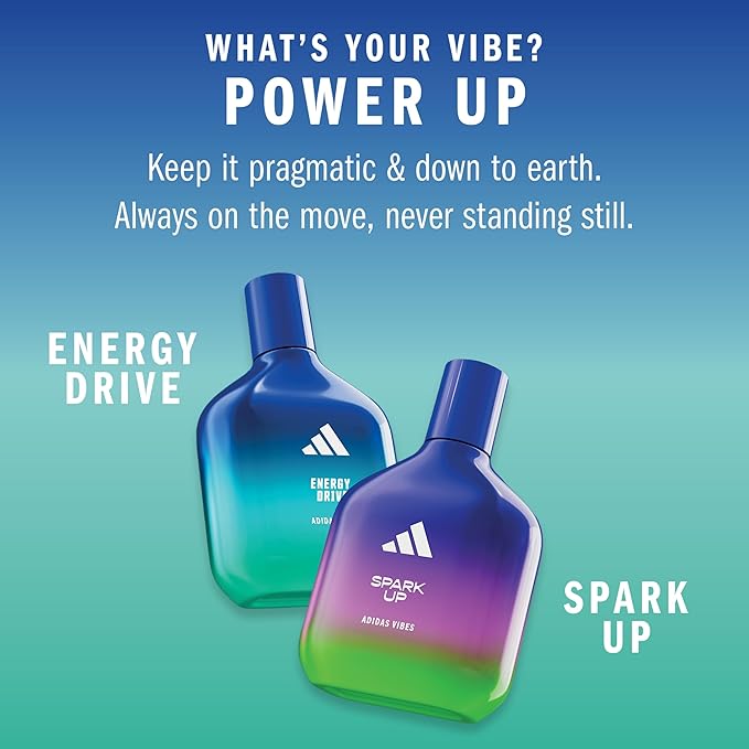 Adidas Vibes Energy Drive Eau de Parfum 1.6 fl oz (Pack of 1), Notes of Fougere, Lavender, and Vanilla, Unisex Fragrance, Long Lasting, Sporty Fragrance, Travel Size