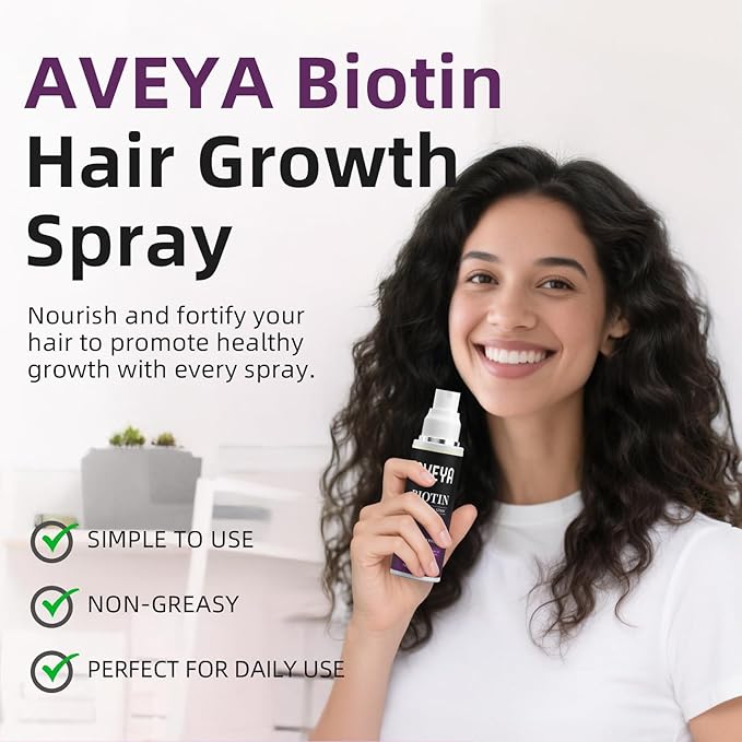 AVEYA Hair Growth Spray, for Women & Men infused with Rosemary Oil,Batana Oil&Biotin for Scalp – Strengthens,Thickens&Accelerates Hair Care - Non-Greasy,Helps Prevent Hair Thinning & Hair Loss – 60ml