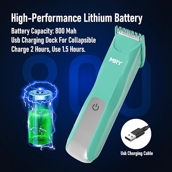 MRY Groin Trimmer for Men & Women - Ipx6 Waterproof USB Charging Trimmer with Light & Ceramic Blade for Pubic/Body/Groin Grooming/Face/Legs/Facial (Green Color)