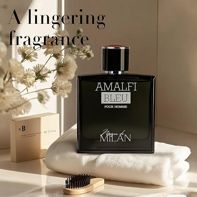 AMALFI BLEU, Men's Cologne Gift, Long Lasting EDP, Aura of Elitism & Modern Style, Perfume for Business, Commute and Casual Use, 3.4 Fl Oz