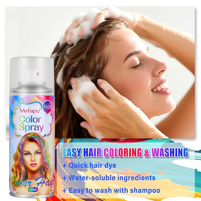 White Hair Spray Color, Silver White Temporary Hair Color Spray for Kids Women, Temporary Hair Dye, Washable Hair Color Wax With Non Damaging for Halloween Makeup, Costume, Christmas Party(4.06 oz)