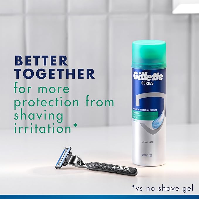 Gillette Series Soothing Shaving Gel for Men, Protects Against 5 Signs of Shaving Irritation, Shave Gel With Aloe Vera, Suitable for Sensitive Skin, 2.5 oz