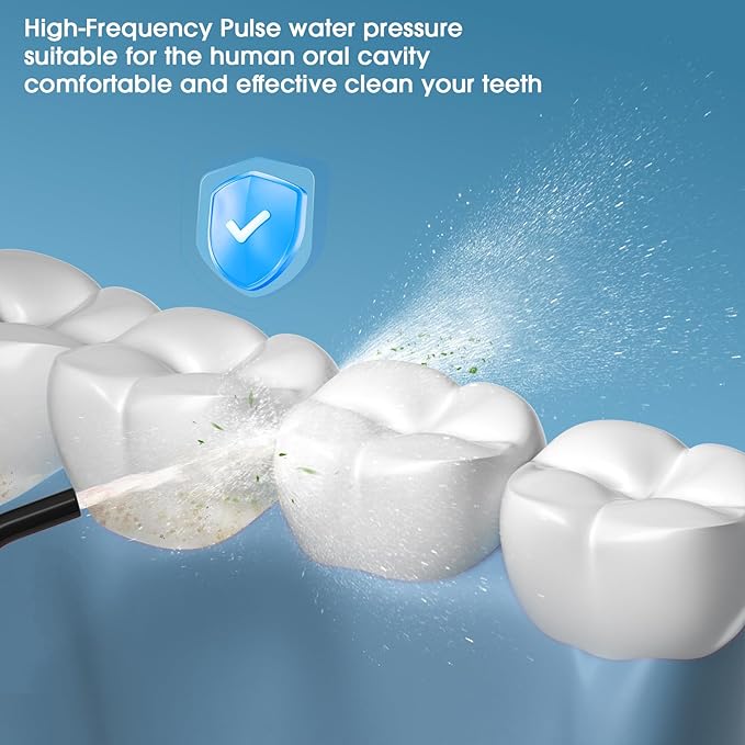 HANGSUN Water Flosser for Teeth - Portable Travel Cordless, 30 Days Battery, Deep Plaque Removal, 4 Adjustable Modes, 6 Nozzles for Sensitive Gums & Braces, IPX7, Telescopic 180ml Tank, Black
