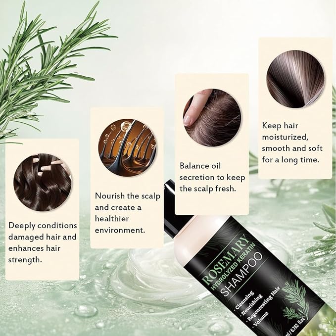 Rosemary Shampoo for Hair Growth, Natural Thickening & Strengthening Shampoo with Hydrolyzed Keratin, for Thinning Hair & Hair Loss for Women and Men 13.52 Fl Oz (Pack of 2))