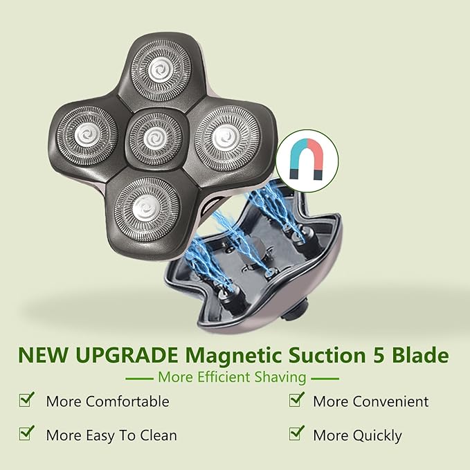 Newly Upgraded Replacement Heads for Skull Shaver Pitbull Platinum Pro Butterfly Kiss and Palm Hypo-Allergenic Electric Razors(5D Silver) SK5