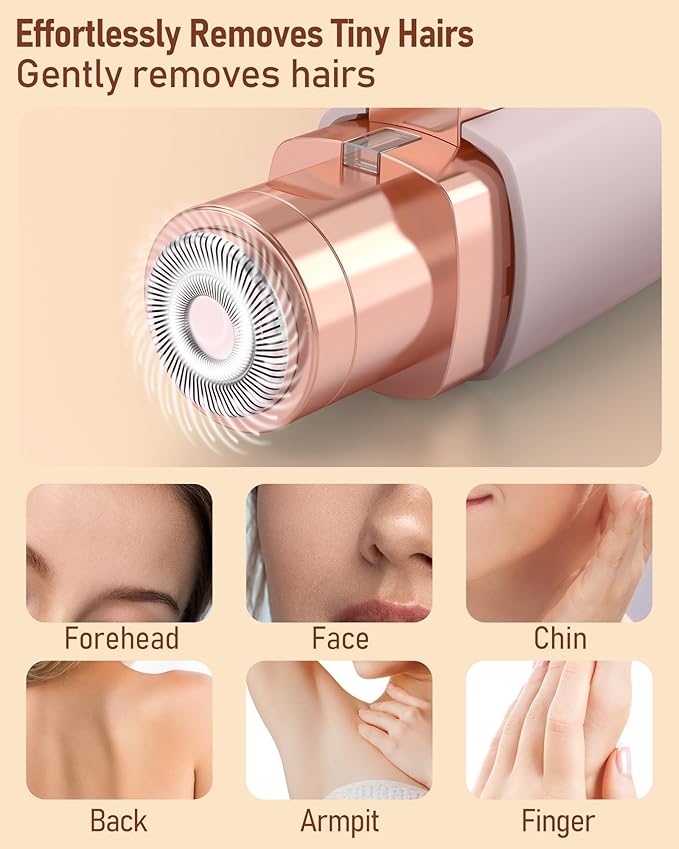 Eyebrow Trimmer Facial Hair Removal for Women: 2 in 1 Rechargeable Facial Hair Remover & Eyebrow Razor, Electric Painless Face Shaver for Women with LED Light for Eye brow, Lips & Face